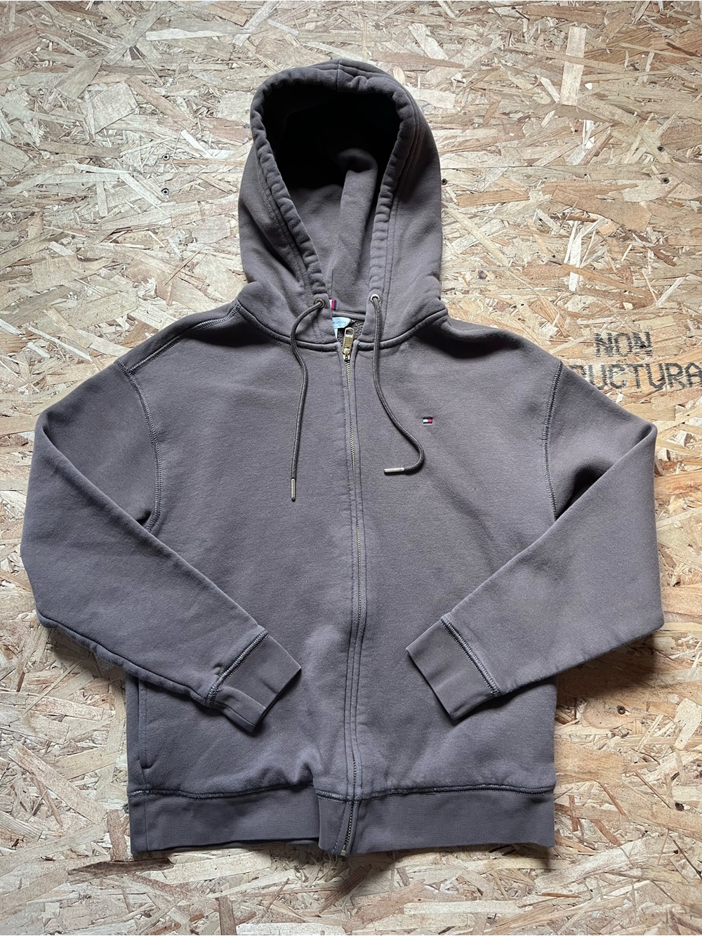 Tommy Hilfiger Women’s Charcoal/brown Full-Zip Hooded Sweatshirt